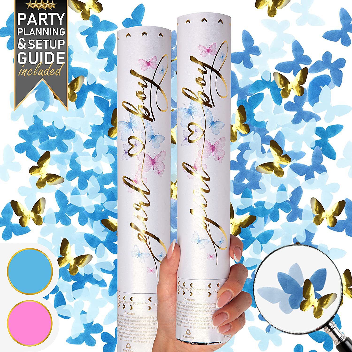 Confetti Cannon Tube - Konfetti na imprezę ujawniającą płeć dziecka