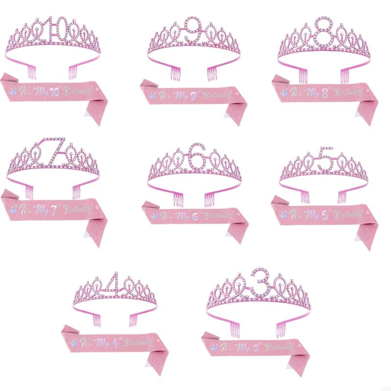 Birthday Sash Glitter - Błyszczące różowe tiary urodzinowe i szarfy