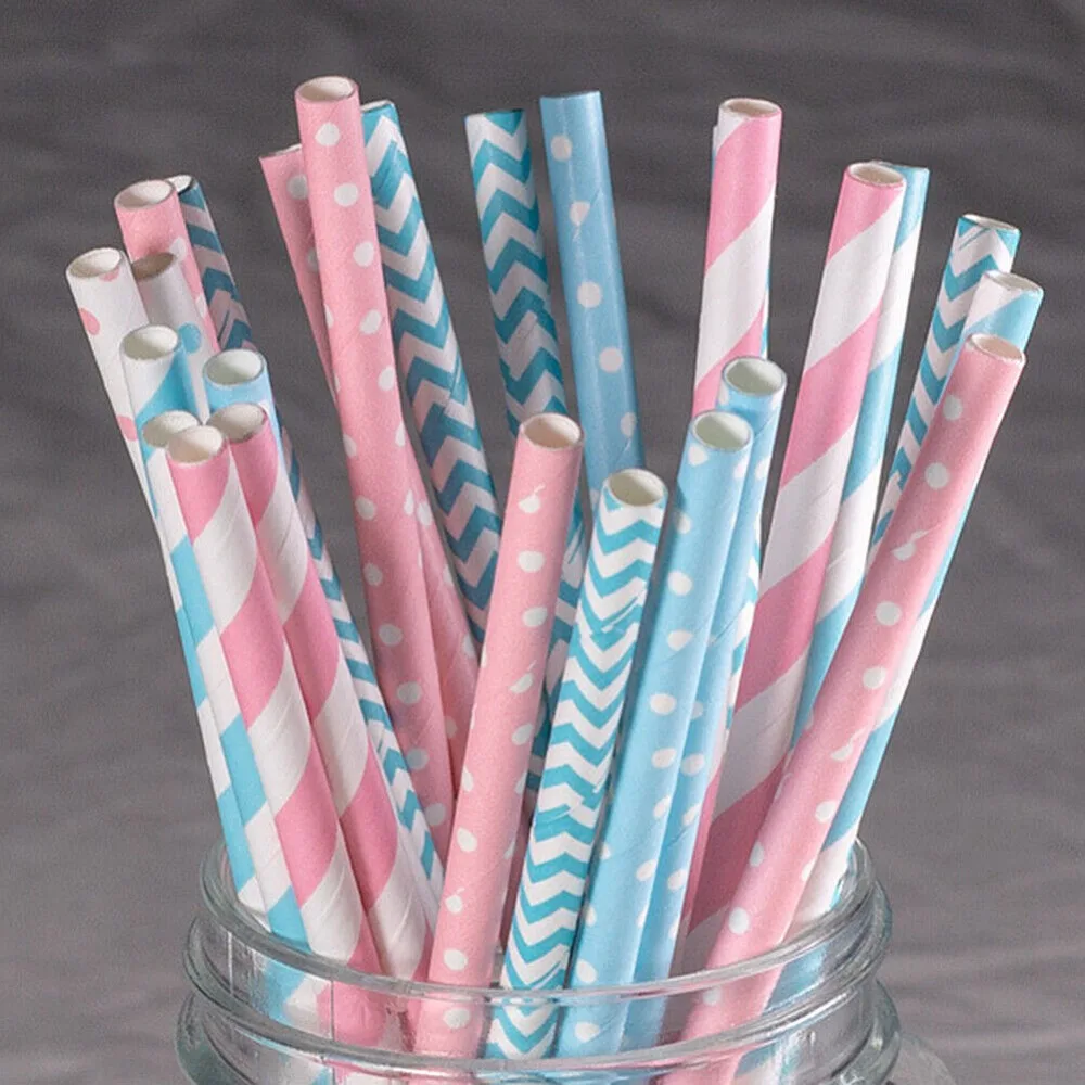 Paper Straw Color - 100 słomek papierowych pakowanych luzem Kolor