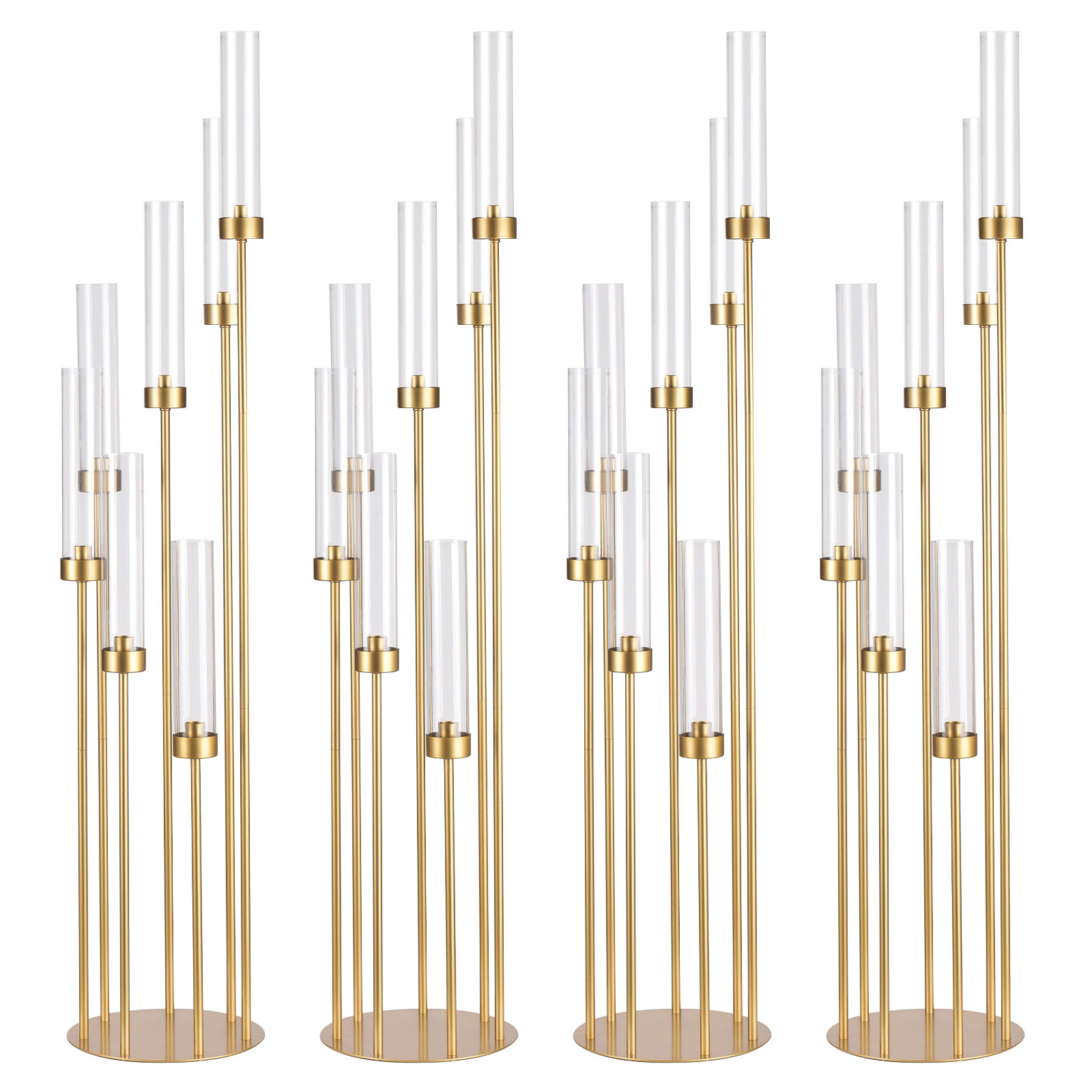 Centerpiece Stick - 4 Zestawy 7-ramiennych złotych świecników podłogowych