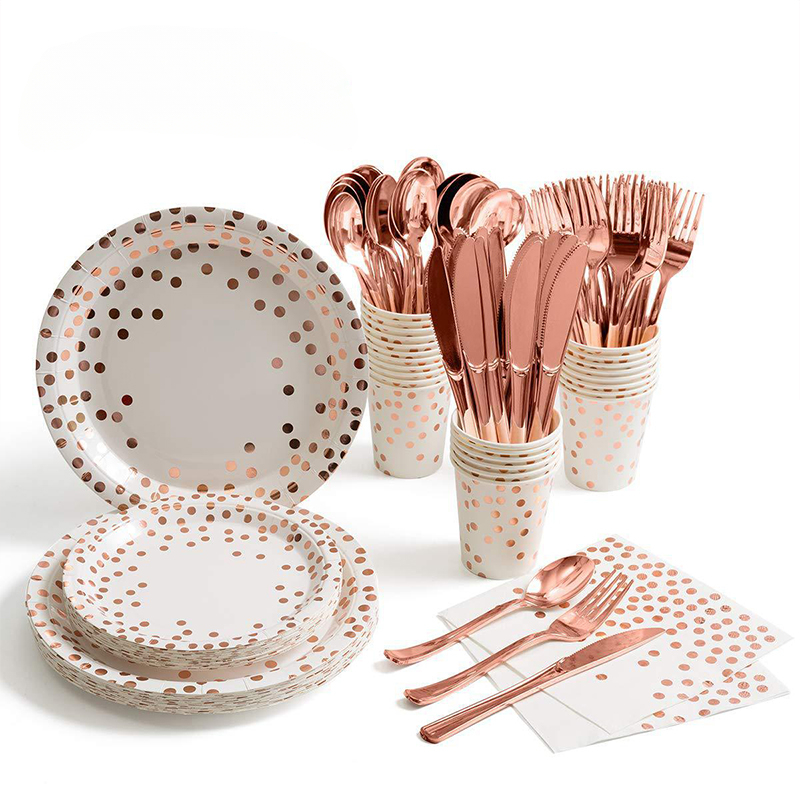 Paper Straw Color - Zestaw zastawy stołowej w kolorze różowego
