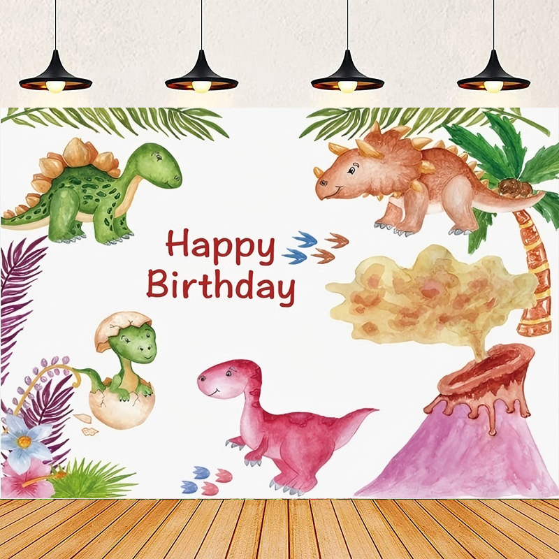 Dessert Table Backdrop - Tło fotograficzne Akwarela Dżungla Dinozaury Dekoracje