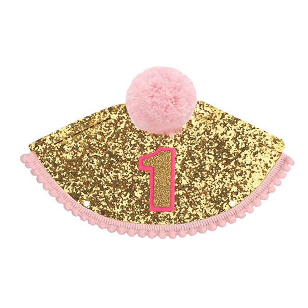 Party Hat Cone - Czapeczka na 1. urodziny, różowa, w