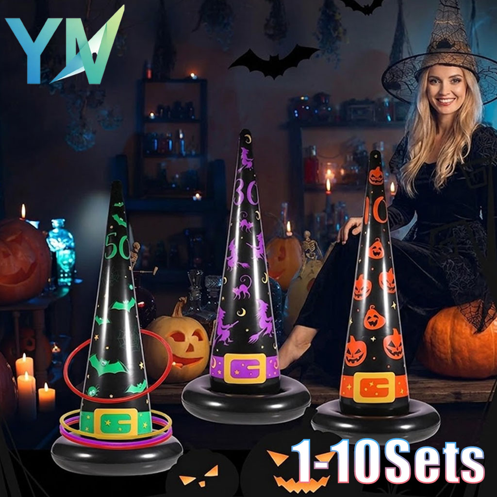 Party Hat Cone - 1-10 Zestawów Halloweenowych Dmuchanych Pierścieni do