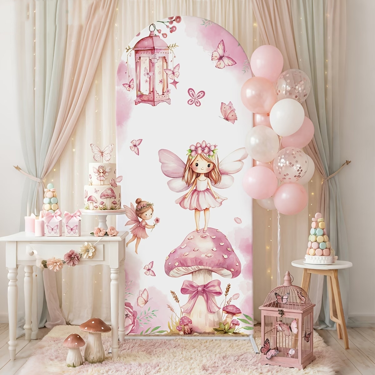 Tło z wróżkami i grzybami, sło – Dessert Table Backdrop recenzja i cena