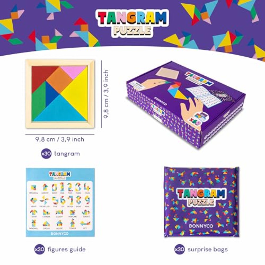 Drewniane puzzle Tangram, zest – Party Favor Bag recenzja i cena