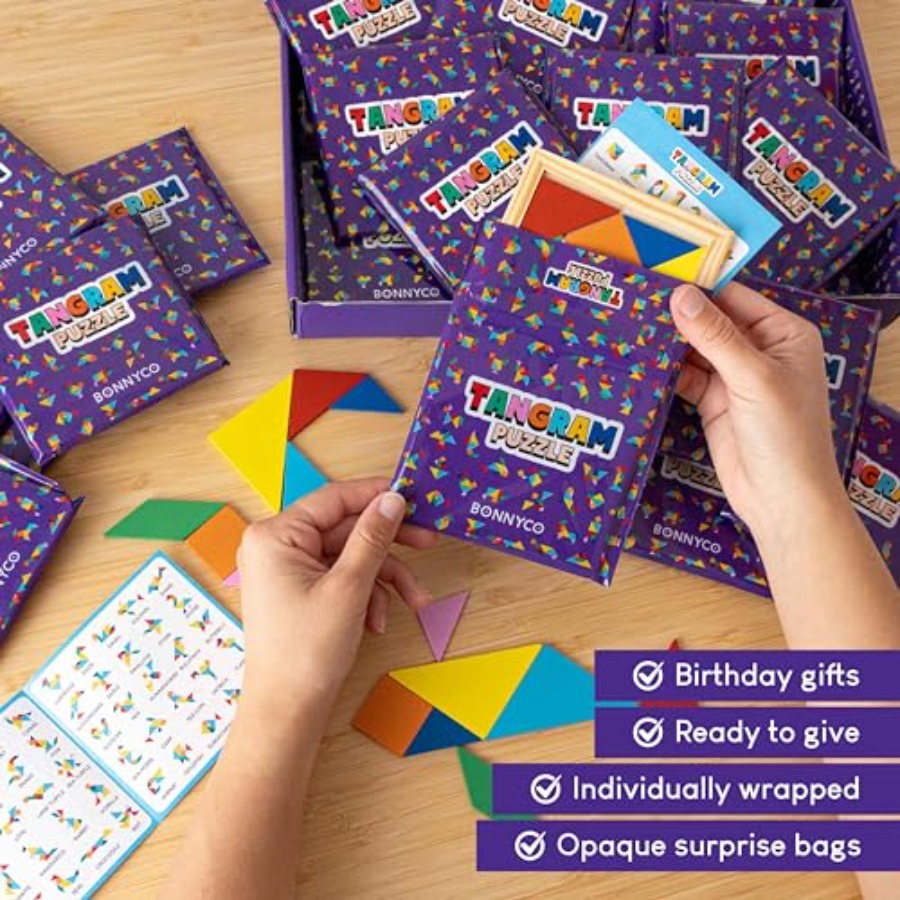 Drewniane puzzle Tangram, zest – Party Favor Bag recenzja i cena