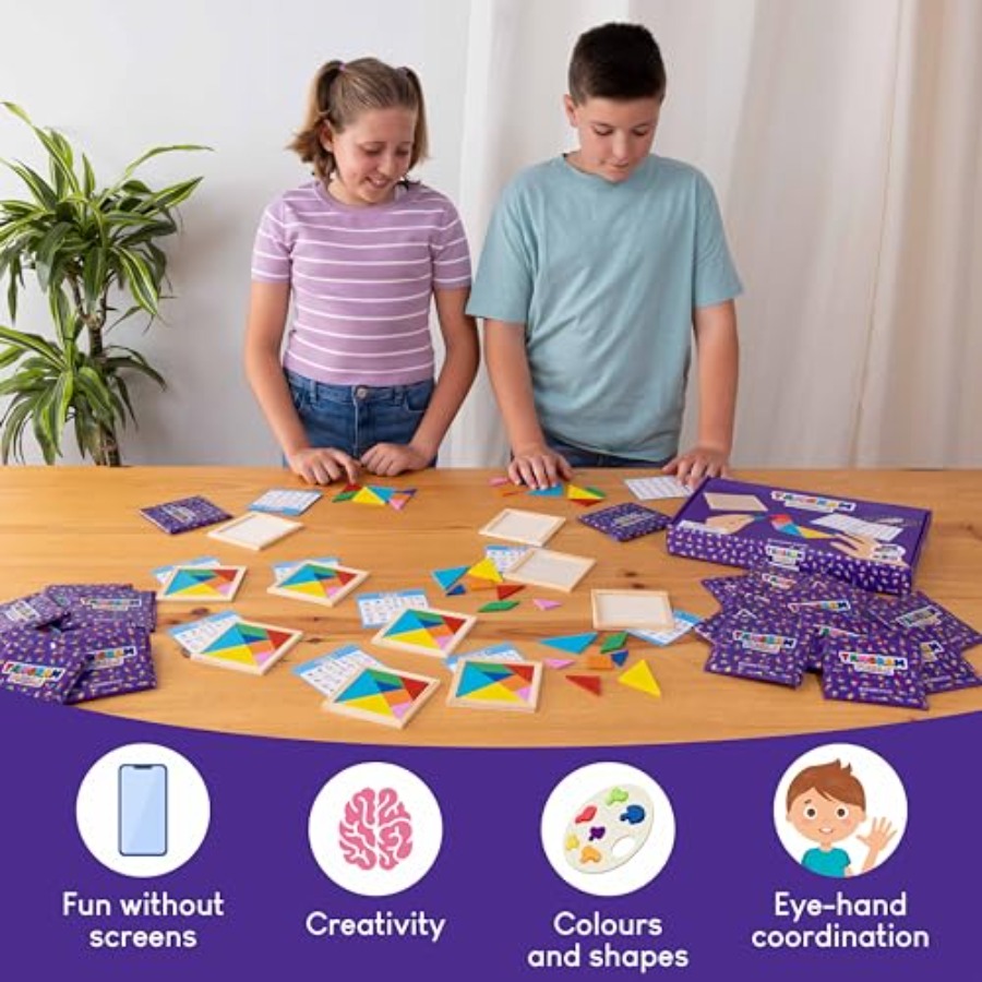 Drewniane puzzle Tangram, zest – Party Favor Bag recenzja i cena